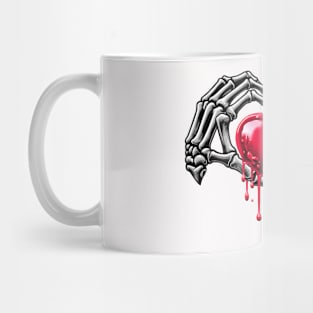 Skeleton Hand Heart Valentines Day Halloween Funny Bones Men Mug